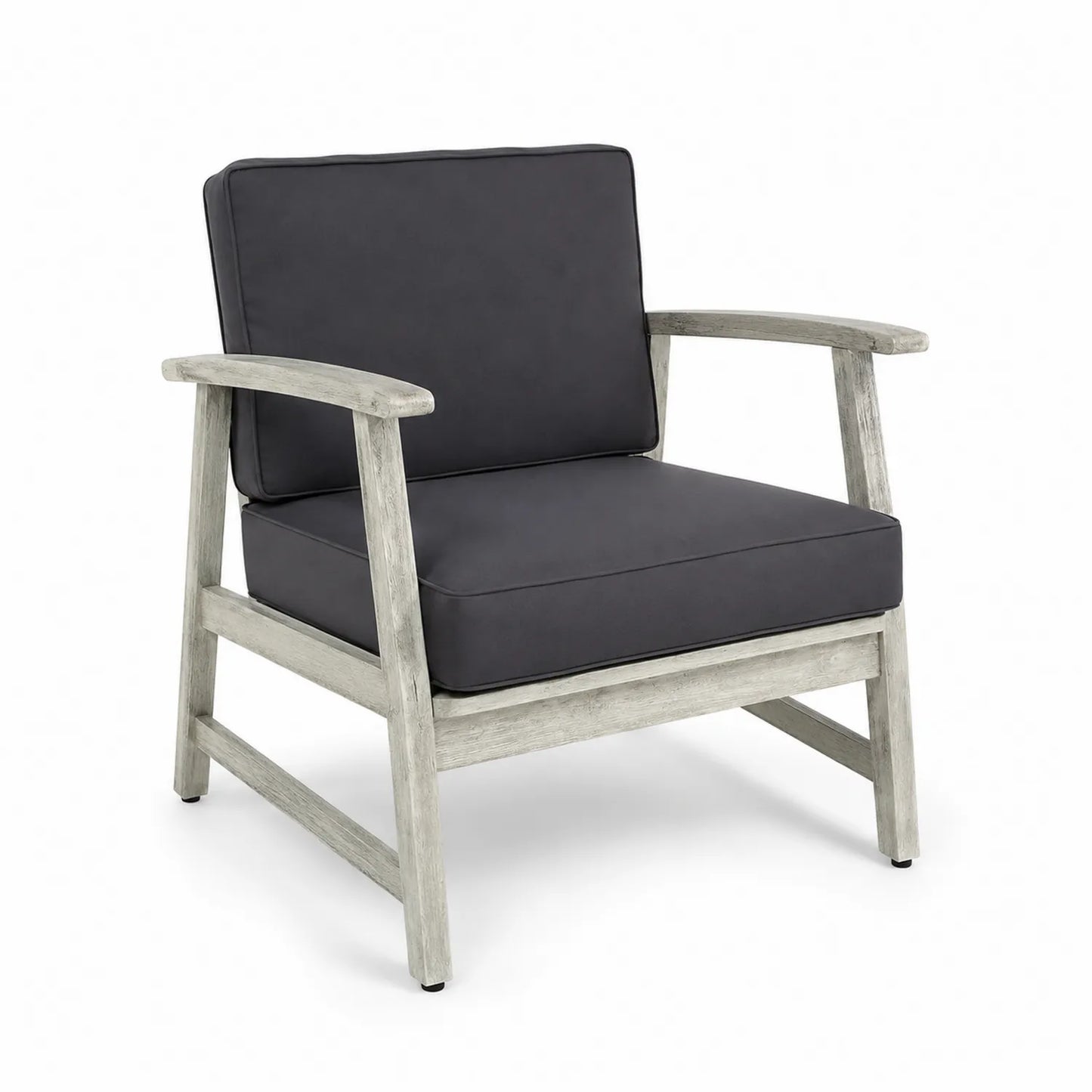 Chaise en bois avec coussin en tissu anthracite