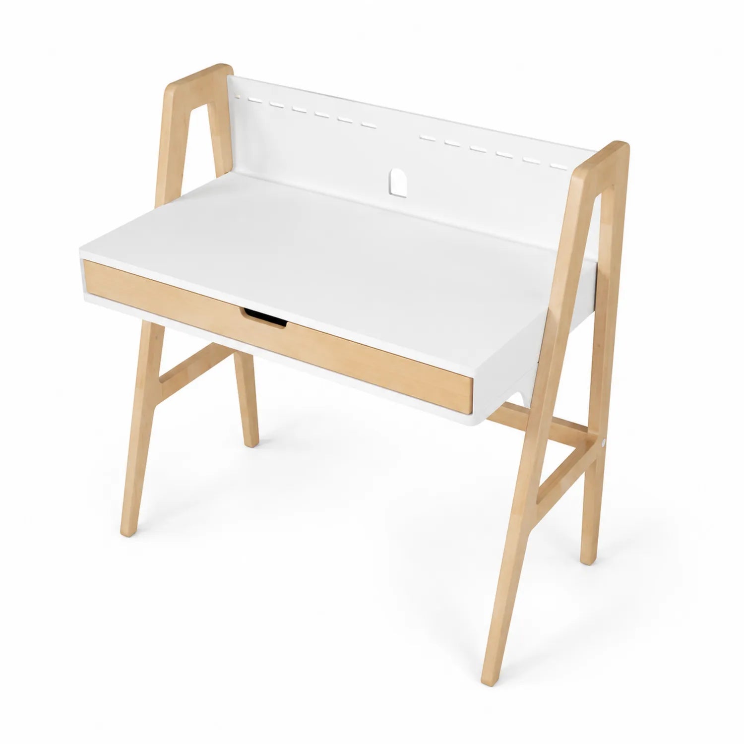 Bureau en bois avec tiroir blanc et naturel