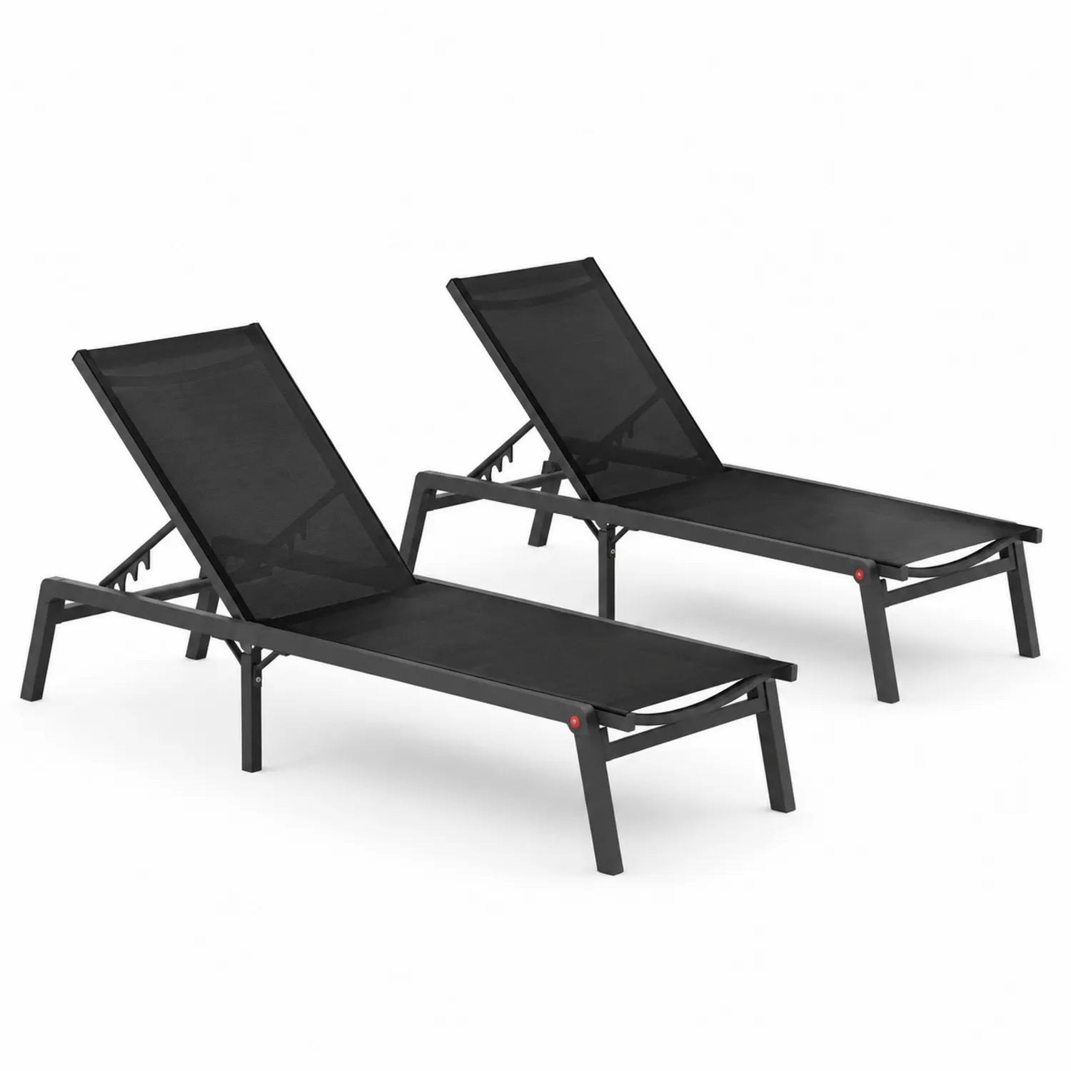 Lot de 2 chaises longues en aluminium et textilène noir