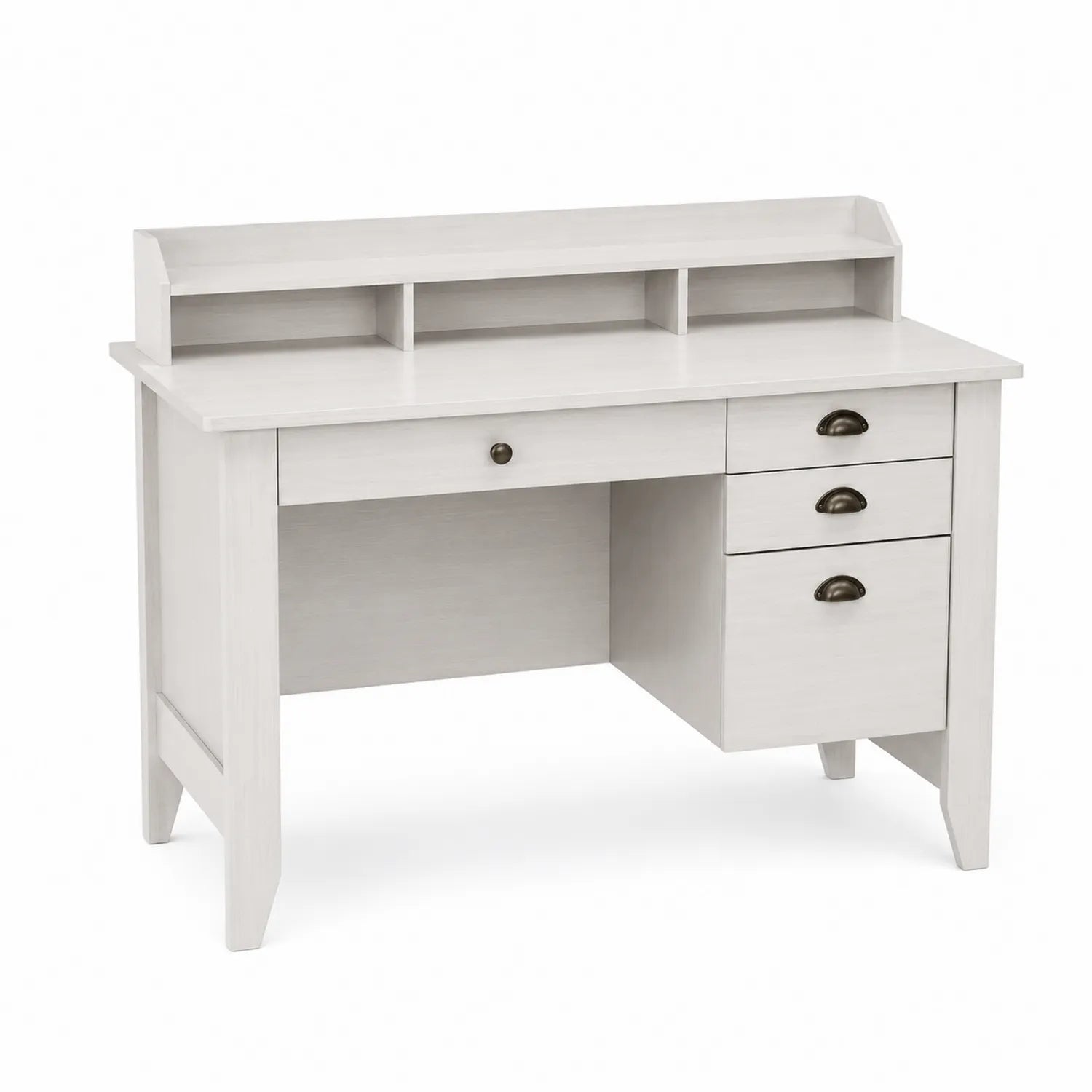 Bureau en bois avec tiroirs et étagères