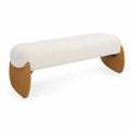 Banc en bois avec tissu bouclé 140 cm