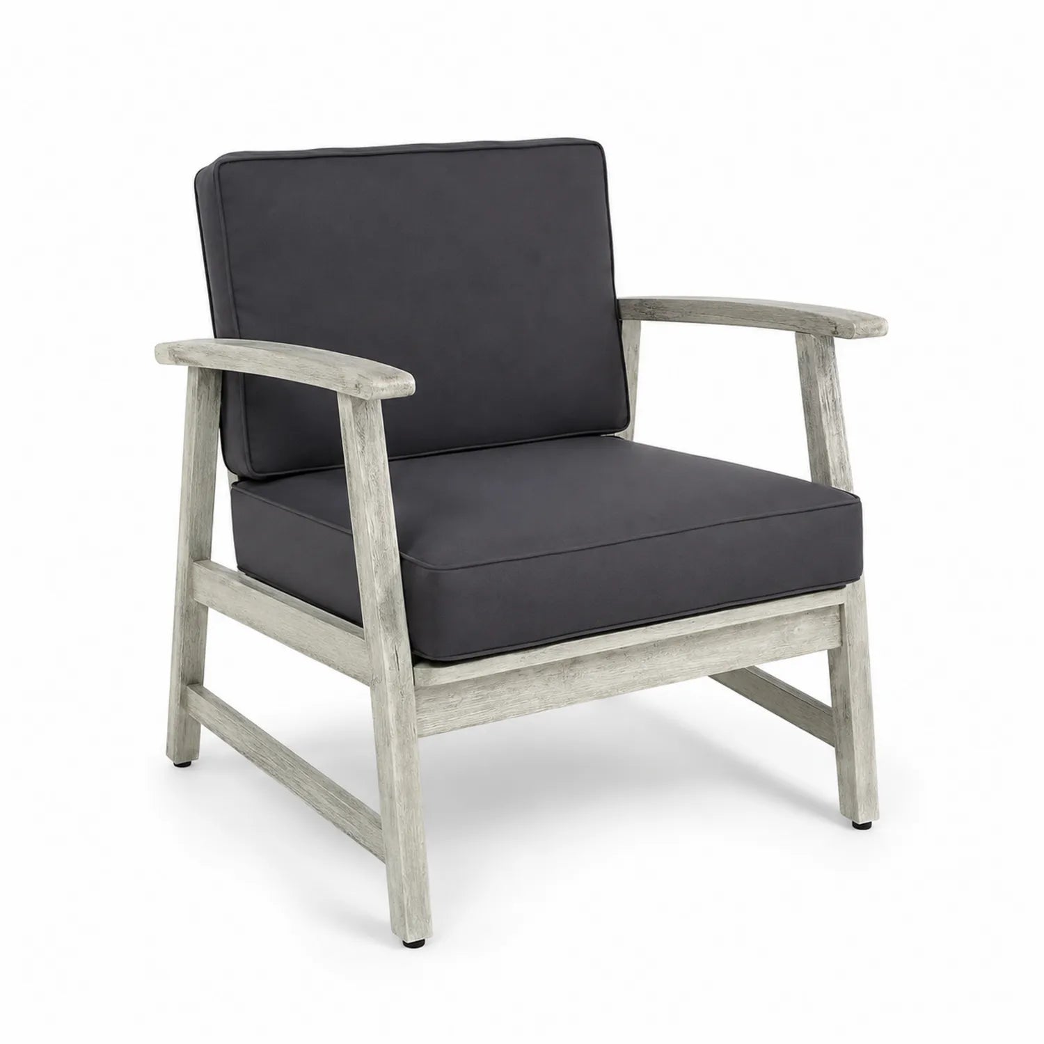 Chaise en bois avec coussin en tissu anthracite